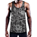 Monochrome Lotus Print Men's Workout Tank Top
