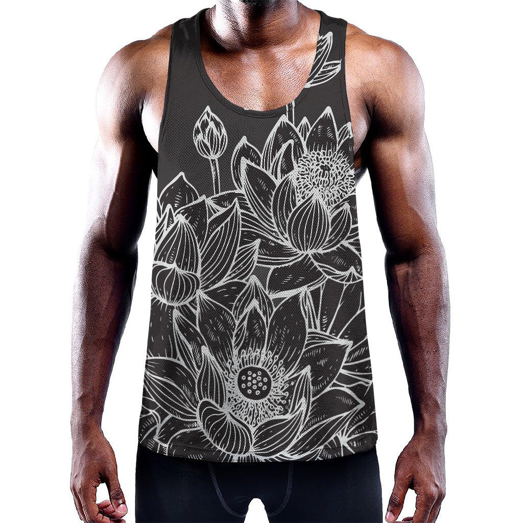 Monochrome Lotus Print Training Tank Top