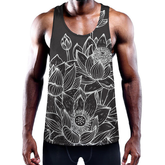 Monochrome Lotus Print Training Tank Top