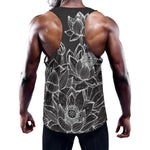 Monochrome Lotus Print Training Tank Top