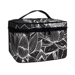 Monochrome Lotus Print Travel Makeup Bag