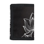 Monochrome Lotus Print Trifold Wallet