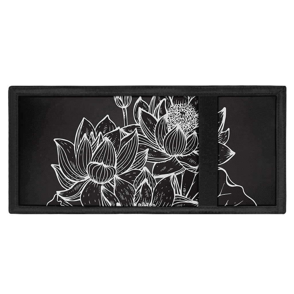 Monochrome Lotus Print Trifold Wallet