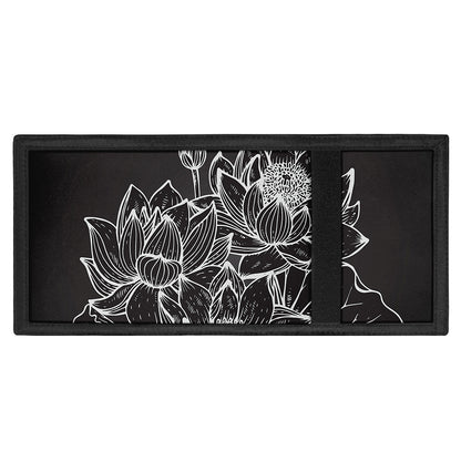 Monochrome Lotus Print Trifold Wallet