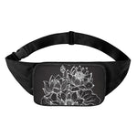 Monochrome Lotus Print Waist Bag