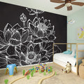 Monochrome Lotus Print Wall Sticker