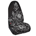 Monochrome Lotus Print Waterproof Car Seat Cover