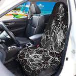 Monochrome Lotus Print Waterproof Car Seat Cover