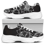 Monochrome Lotus Print White Chunky Shoes