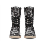 Monochrome Lotus Print Winter Boots