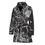 Monochrome Lotus Print Women's Bathrobe