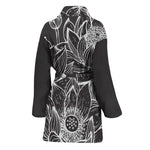 Monochrome Lotus Print Women's Bathrobe