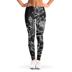 Monochrome Lotus Print Women's Leggings