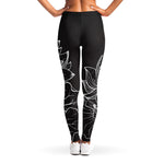 Monochrome Lotus Print Women's Leggings