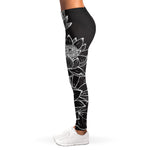 Monochrome Lotus Print Women's Leggings