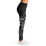 Monochrome Lotus Print Women's Leggings