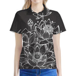 Monochrome Lotus Print Women's Polo Shirt