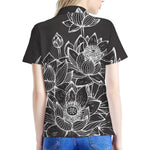 Monochrome Lotus Print Women's Polo Shirt