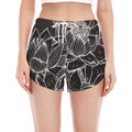 Monochrome Lotus Print Women's Split Running Shorts