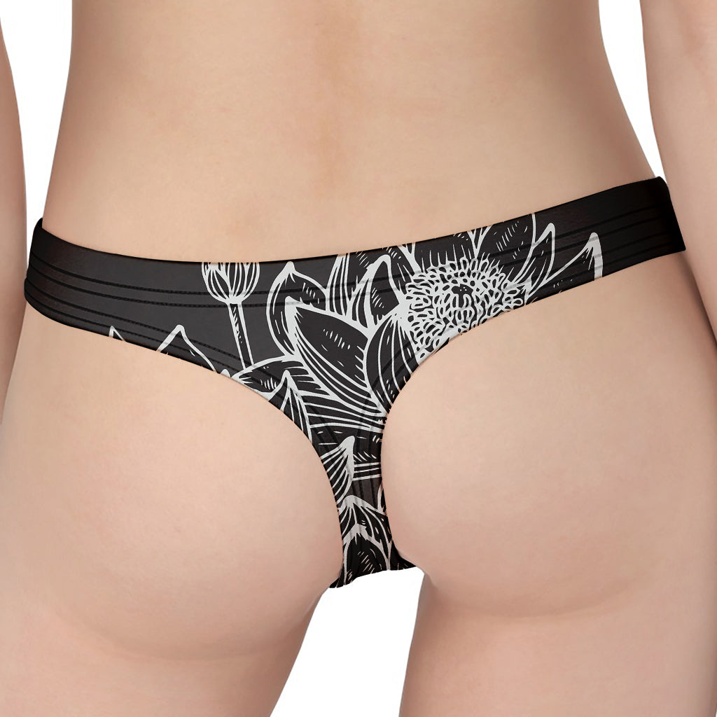 Monochrome Lotus Print Women's Thong