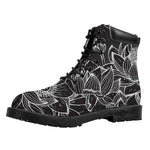 Monochrome Lotus Print Work Boots