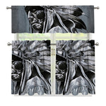 Monochrome Native Indian Portrait Print 3 Piece Kitchen Curtains