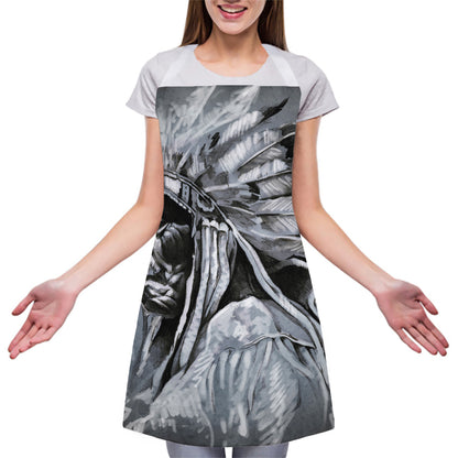 Monochrome Native Indian Portrait Print Adjustable Apron