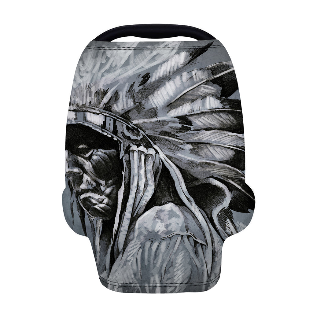 Monochrome Native Indian Portrait Print Baby Seat Cover