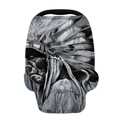 Monochrome Native Indian Portrait Print Baby Seat Cover