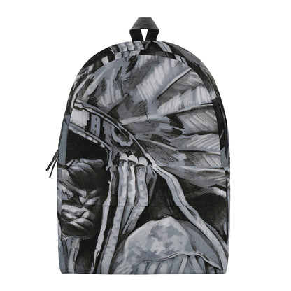 Monochrome Native Indian Portrait Print Backpack