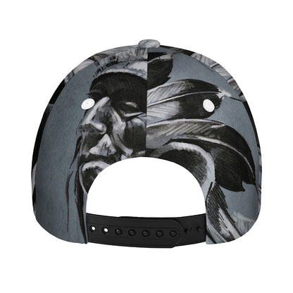 Monochrome Native Indian Portrait Print Baseball Cap