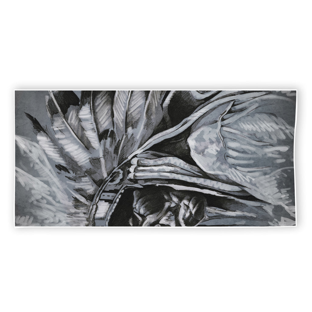 Monochrome Native Indian Portrait Print Beach Towel