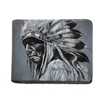 Monochrome Native Indian Portrait Print Bifold Wallet