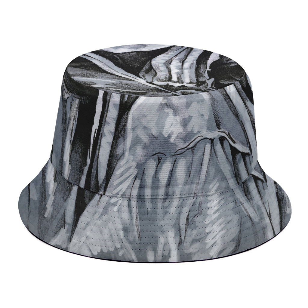 Monochrome Native Indian Portrait Print Bucket Hat
