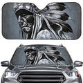 Monochrome Native Indian Portrait Print Car Windshield Sun Shade
