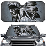 Monochrome Native Indian Portrait Print Car Windshield Sun Shade