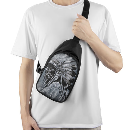 Monochrome Native Indian Portrait Print Chest Bag