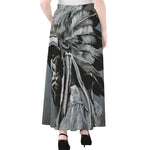 Monochrome Native Indian Portrait Print Chiffon Maxi Skirt