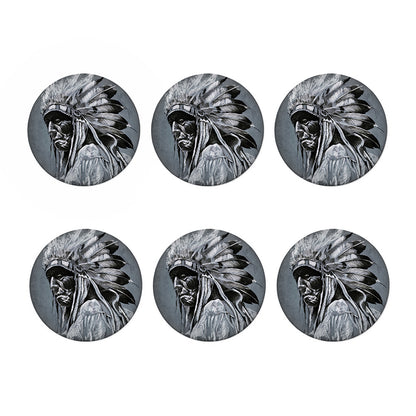 Monochrome Native Indian Portrait Print Coaster Set