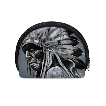 Monochrome Native Indian Portrait Print Coin Purse