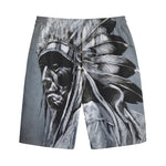 Monochrome Native Indian Portrait Print Cotton Shorts