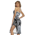Monochrome Native Indian Portrait Print Cross Back Cami Dress