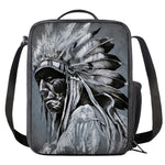 Monochrome Native Indian Portrait Print Crossbody Lunch Bag