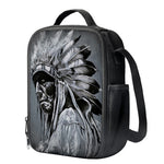 Monochrome Native Indian Portrait Print Crossbody Lunch Bag