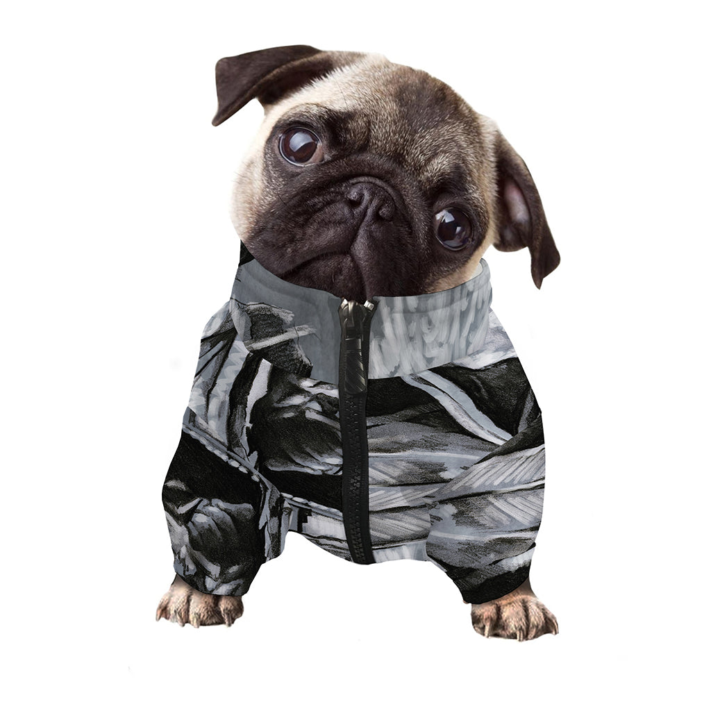 Monochrome Native Indian Portrait Print Dog Zip Up Jacket