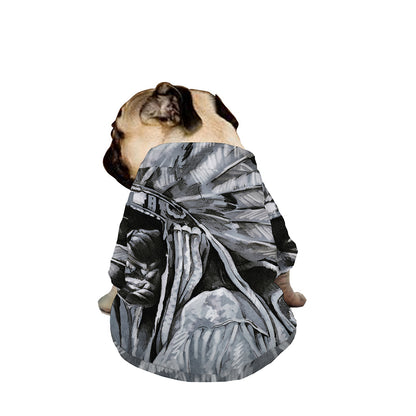 Monochrome Native Indian Portrait Print Dog Zip Up Jacket