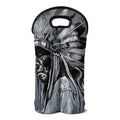 Monochrome Native Indian Portrait Print Double Neoprene Wine Tote