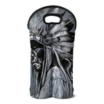 Monochrome Native Indian Portrait Print Double Neoprene Wine Tote