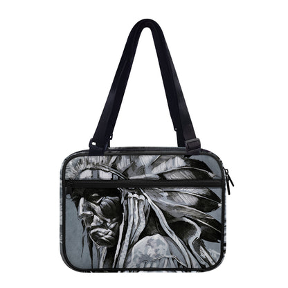 Monochrome Native Indian Portrait Print Double Strap Bible Bag