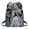 Monochrome Native Indian Portrait Print Drawstring Backpack